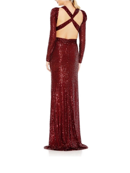 Mac Duggal Wine Sequin Cutout Evening Gown Size 4
